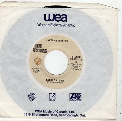 The Everly Brothers-Cathy's Clown (VG+ Canadian reissue)