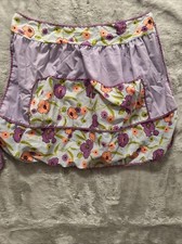 Vintage Retro 1960 Half Apron Granny Style Floral Purple Peach Green Cottagecore