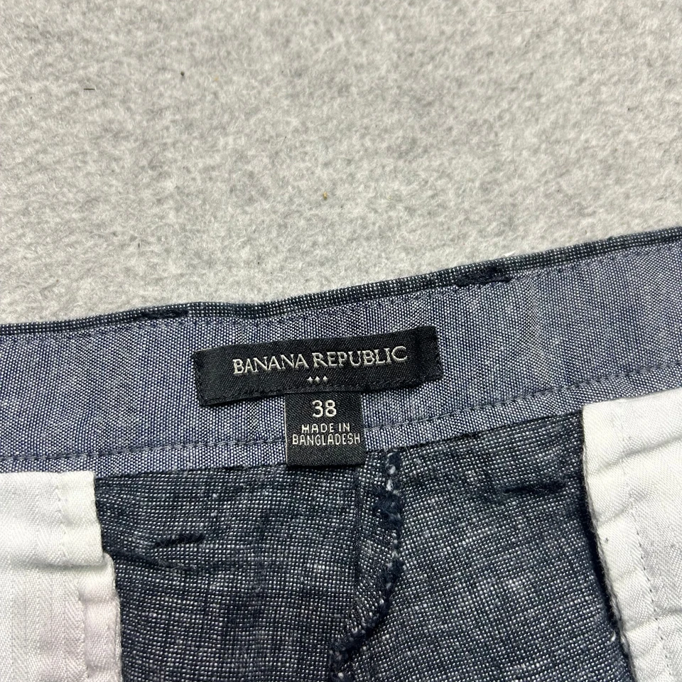 Pantalones Cortos Banana Republic Mezcla de Lino Para Hombre 38 Azul Marino 10" Frente Plano Informales Foto 3 de 4
