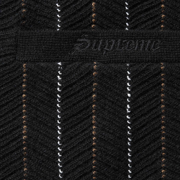 Supreme SS25 Herringbone Wool Blend Cardigan Black White Size XL