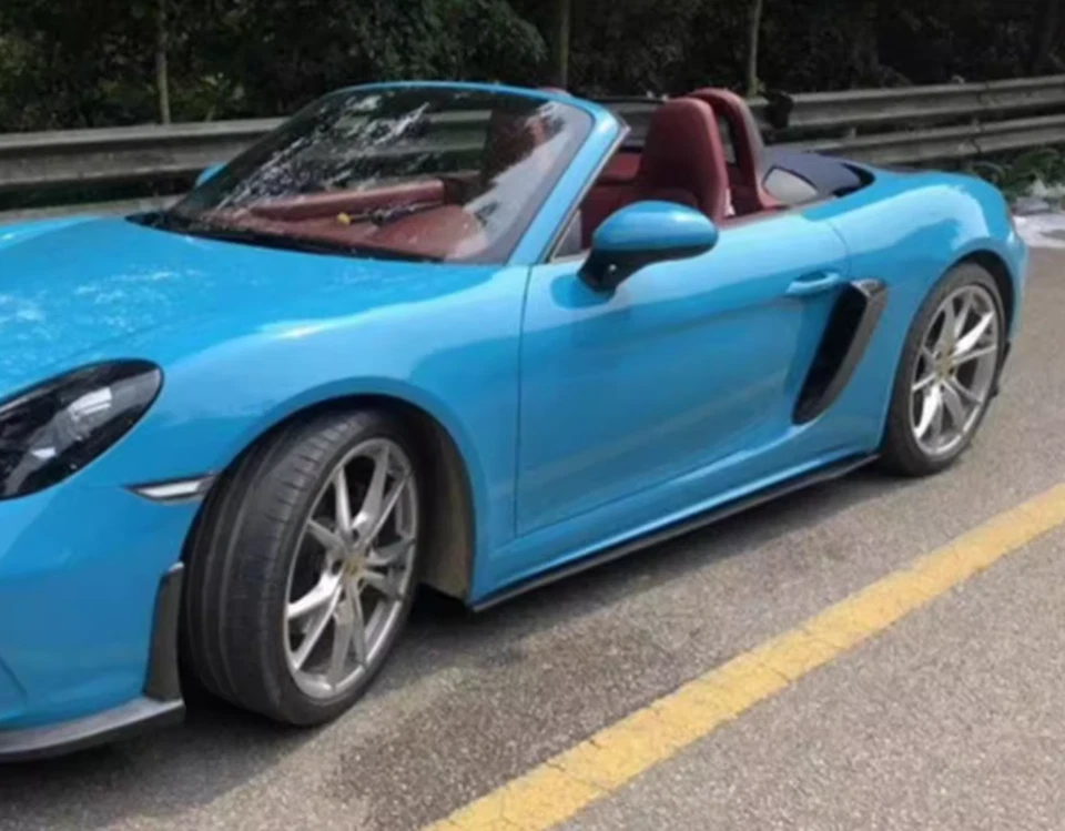 Real Carbon Fiber Side Skirt Side Splitters Cover For Porsche 718 Boxster 16-22 - Imagem 4 de 4