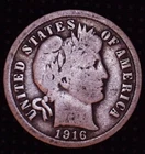 1916-P Barber Silver Dime 10(C) Philadelphia Mint #033