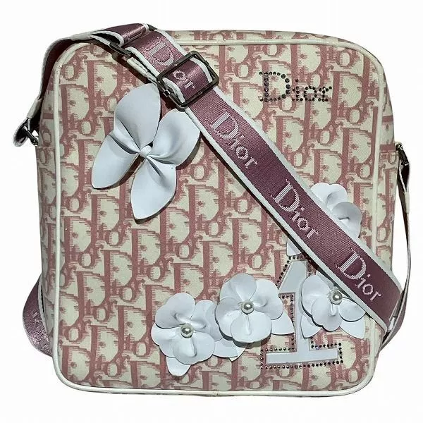 Sac bandoulière Christian Dior trotteur beige rose BOL1013 N°1 fleur JAPON