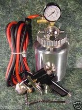 Remote 2 Quart Pressure Pot AIR SPRAY GUN Kit with Gauge and Hoses Paint Sprayer