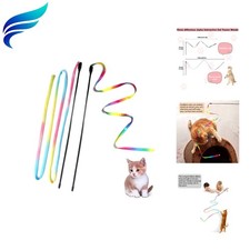 Cat Wand Toys Interactive Kitten Toys for Indoor Cats Colorful Teaser Wand St...