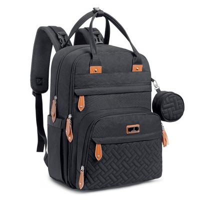 Diaper Bag Backpack Water Resistant Multi Function Travel Tote Black BBR139