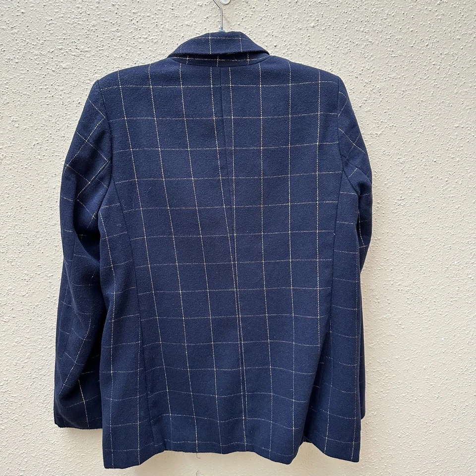 Blazer Draper James RSVP Tweed Lana Azul Marino Cuadros Preppy Oficina Talla Grande Usado en Excelente Condición Foto 2 de 4