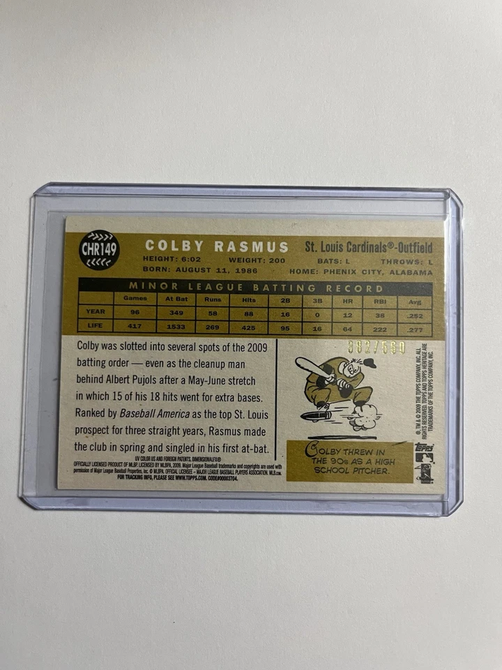 2009 Topps Heritage Chrome Refractor Rookie Colby Rasmus Numbered 382/560 - Image 2 of 2