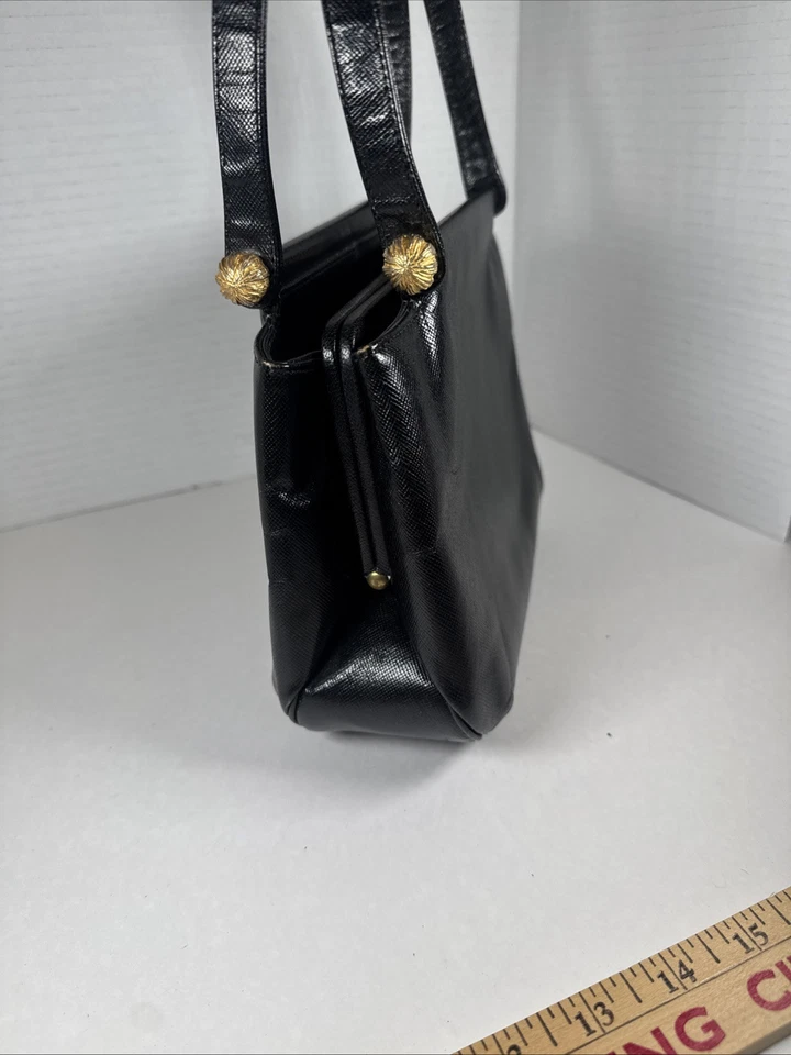 Impresionante bolso vintage Morris Moskowitz con asa superior con detalles dorados y cierre usado en excelente estado Foto 4 de 4