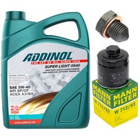 MotoröL Filter Set Addinol 5W-40 5 Liter + Schraube FüR VW Lupo 1.0 6E1 6X1 50PS
