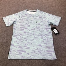 Spyder Rash Guard Shirt Mens Small Blue Camo UPF 30 Swim Quick Dry S923028