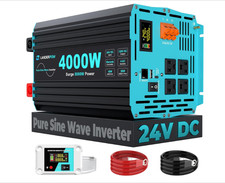 4000W/8000W Surge Pure Sine Wave Inverter 24V DC To 120V AC w/ LED Remote RV