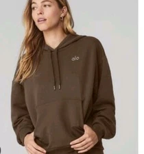 Alo Yoga Espresso Brown Pullover Hoodie Sweatshirt – Unisex,  XXS