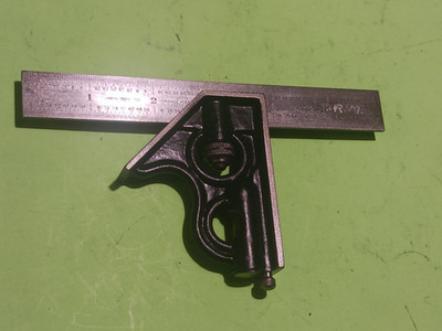 Vintage Union Tool Co. 6'' Combination Square 3pcs Head, 6''rule No.4Grad & scribe