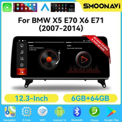 12.3'' Apple CarPlay Car Stereo Navi GPS 64GB 4G SWC For BMW X5 E70 X6 E71 CIC DE