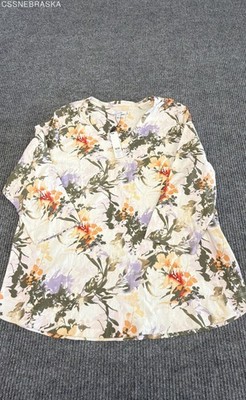 Chico's Women's Pima Spring Paradise Floral 3/4 Sleeve Tee Sz 4 XXL NWT