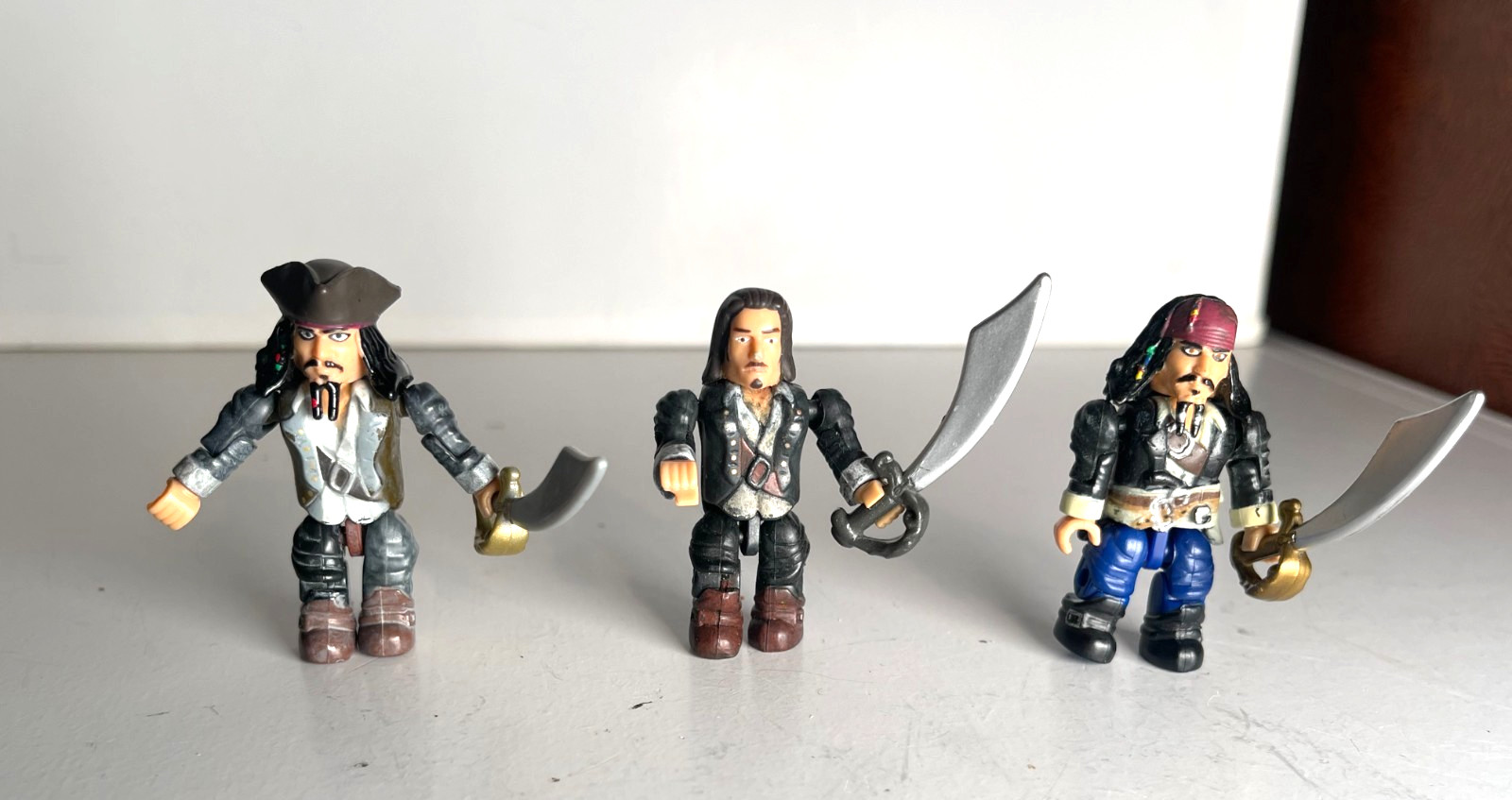 Mega Block Pirates of the Caribbean  Jack Sparrow Figures x 2 + 1 Will 3 figures