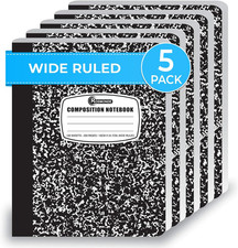 Composition Notebook Wide Ruled 5 Pack, 200 Pages 100 Sheets , 9-3/4 X 7-1/2, B