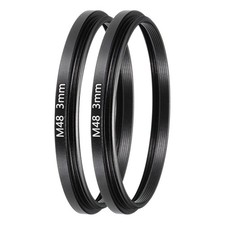 2Pcs 3mm M48 Lens Adapter Ring Extension Tube for Camera and Eyepiece Black