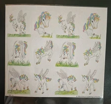 Vintage Unicorn Sticker Sheet 1980’s Rainbow Antioch Publishing Company New