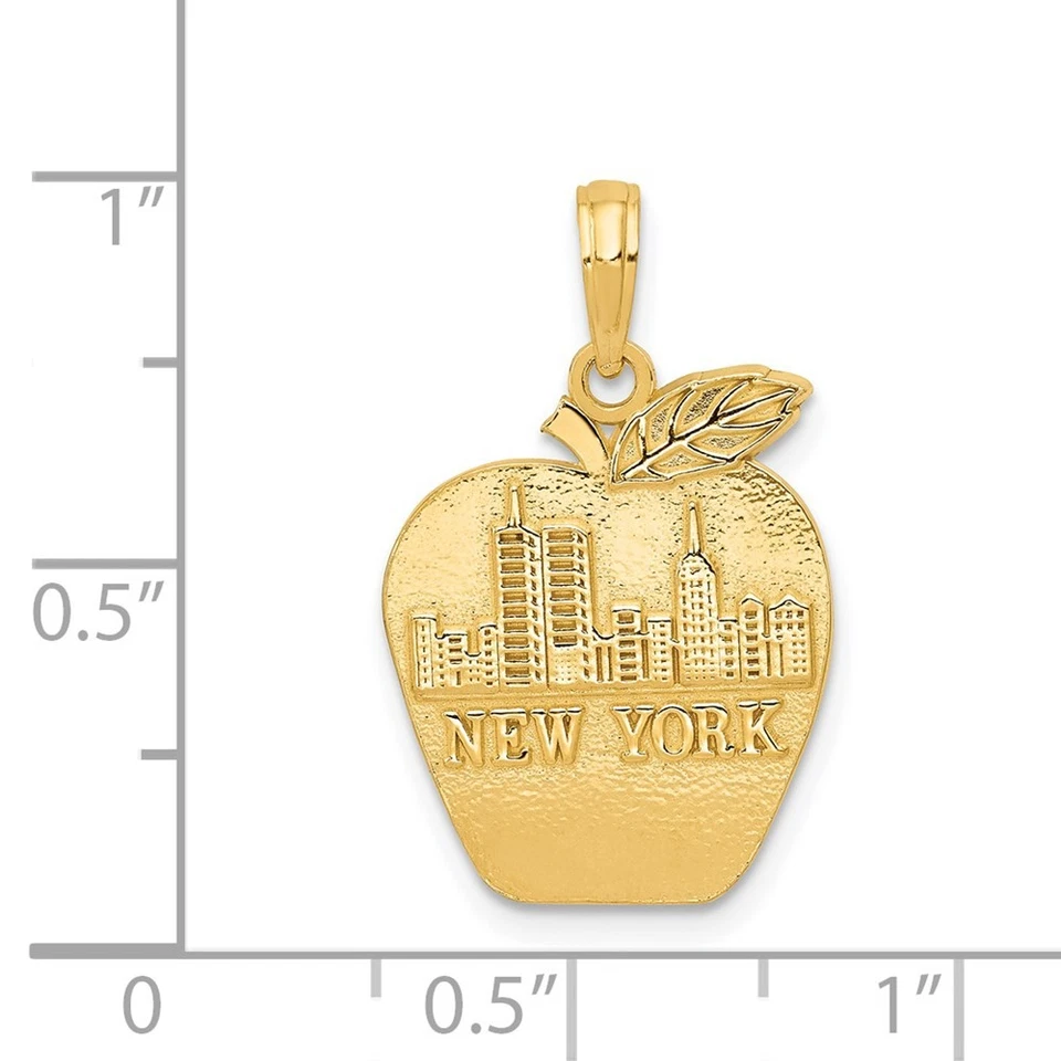 New York Skyline Solid Apple Pendant in 14k Yellow Gold - Image 4 of 4