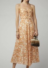 NEW W/TAGS ZIMMERMANN Peggy Tie Front Linen Midi Dress Size 3 Aus 12-14 US 8-10