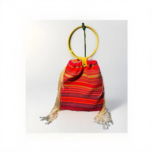 Gaia Empowered Women Fringe Bag Purse Wristlet Metal Handle
