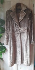 GLAM Pres&Bastyan Faux Fur  Midi Coat  Soft Stone Grey Size 8