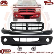 Front Bumper Assembly Grille Fog Light Pair For 1997-2004 Dodge Dakota