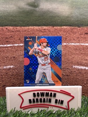 2025 Finest Blue Checkerboard Refractor #9 Thomas Saggese Rookie RC 42/99