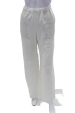 Enza Costa Womens Linen Everywhere Straight Leg Casual Pants White Size L