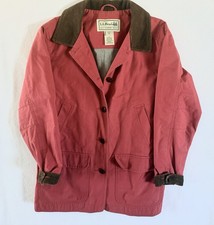 Vintage L.L.Bean M Medium Canvas Barn Jacket Chore Coat Corduroy Collar Rust Red