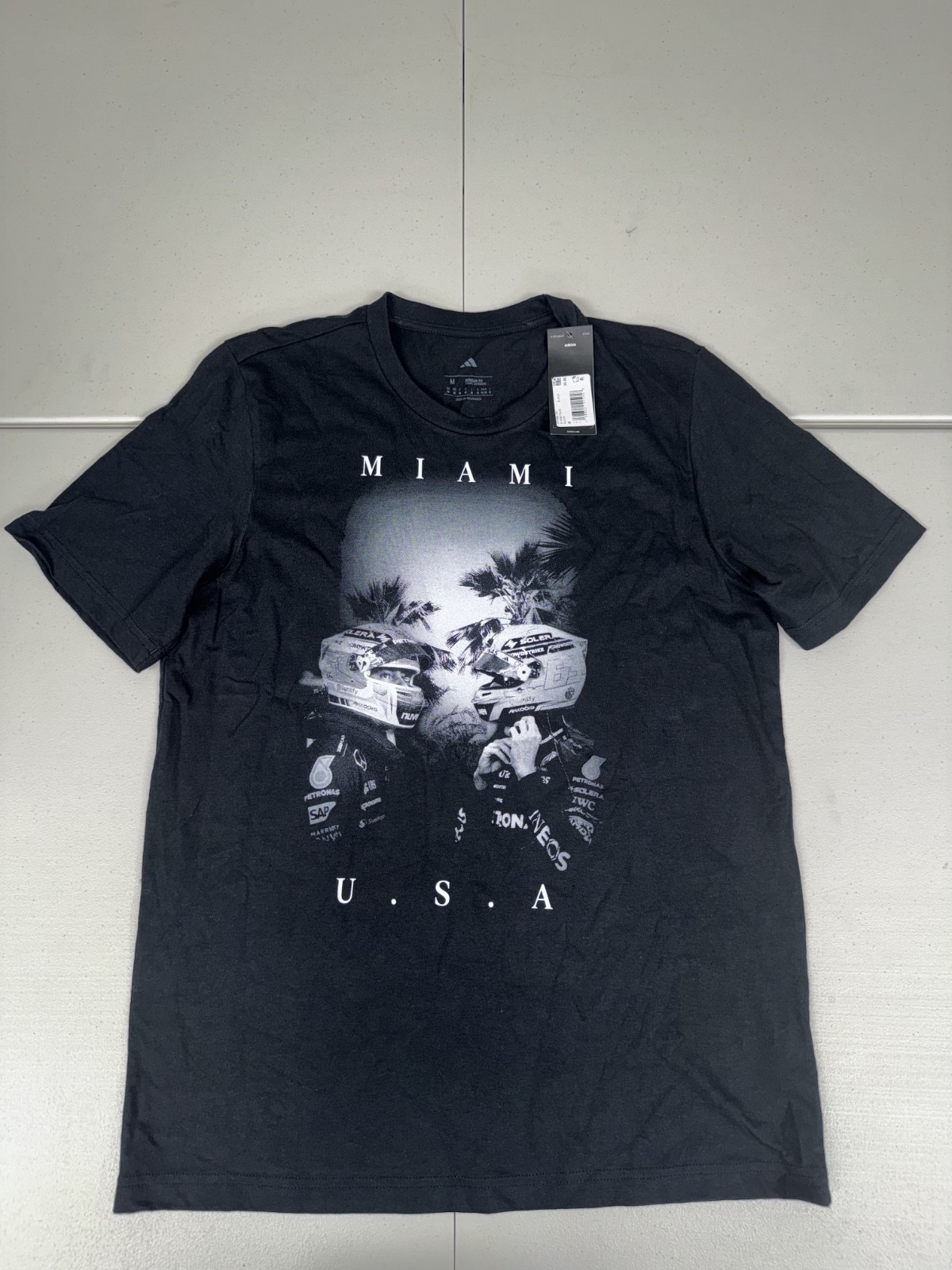 Adidas Men's F1 Mercedes Miami Drivers Graphic T-Shirt NWT $35 Pick Size Black