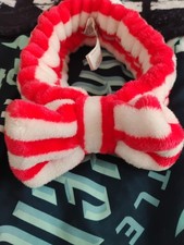 Forever 21 Red And White Spa Headband With Bow