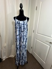 NWT💥Karen Kane💙🤍Tie Dye~ Maxi /Lagen/Resort/Cottage~Cor/Artsy~Sz~ M~MSRP $139