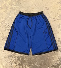 Vintage Y2K Adidas Silky Basketball Shorts Black Blue Mens L Reversible Dazzle
