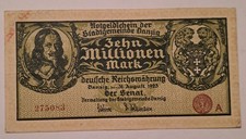 Notgeldschein Der Stadtgemeinde Danzig Zehn Millionen Mark 1923