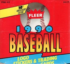 1990 Fleer Baseball Hobby Wax Box (24 Jumbo Cello Packs)