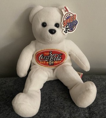 VTG Nascar Coca-Cola  Team Speed Bears Plush Polar Bear NWT The Racing Family