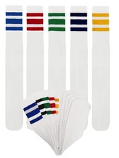 5 PAIRS DIFFERENT COLORS SPORTS TUBE SOCKS 22 INCH OLD SCHOOL LONG SOCKS COTTON