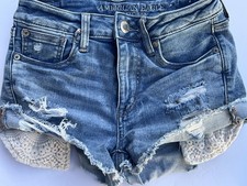 Pantalones Cortos American Eagle Ne(X)t Level Stretch X Denim Crochet Encaje Talla 4