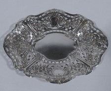 ovale Schale Korbschale 800 Silber Rokoko Stil Rosen Girlanden Blumen Bouquets