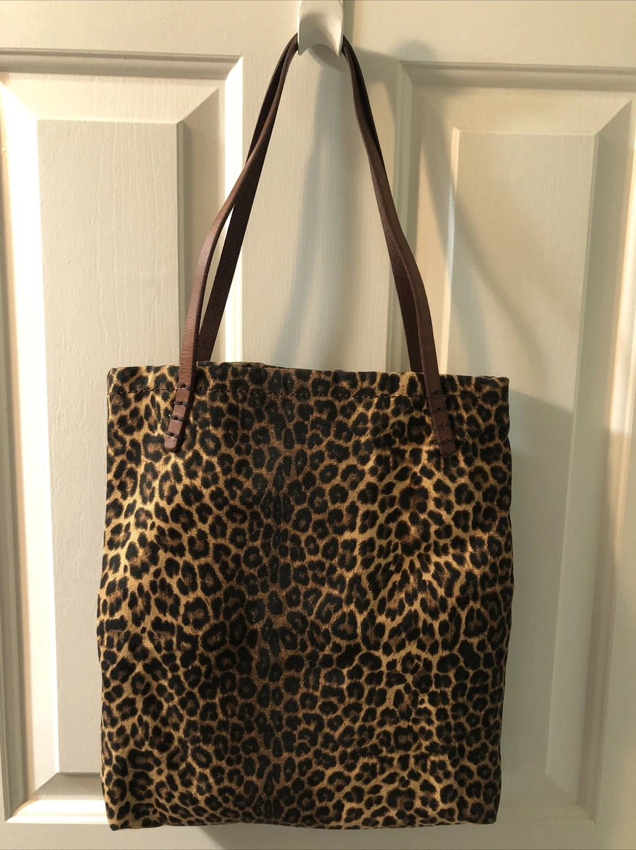 VINTAGE LUCKY BRAND Leopard Tote With Leather Handles