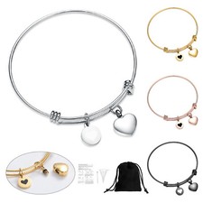 Heart Urn Locket Memorial Bracelet Cremation Ashes Jewellery Adjustable Bangle