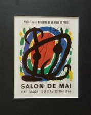 Joan Miro Salon De Mai Exhibition Poster Print Matted Offset Lithograph 1980