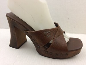 platform heel slides toe brown open madden sandals shoe steve womens leather