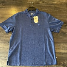 Tommy Bahama Men's Sz M Blue Striped Cotton Blend Polo Shirt Coastline 110 NWT