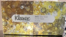 Vintage KLEENEX TISSUE BOX BROWN GOLD FOIL Box White Tissues New 1982