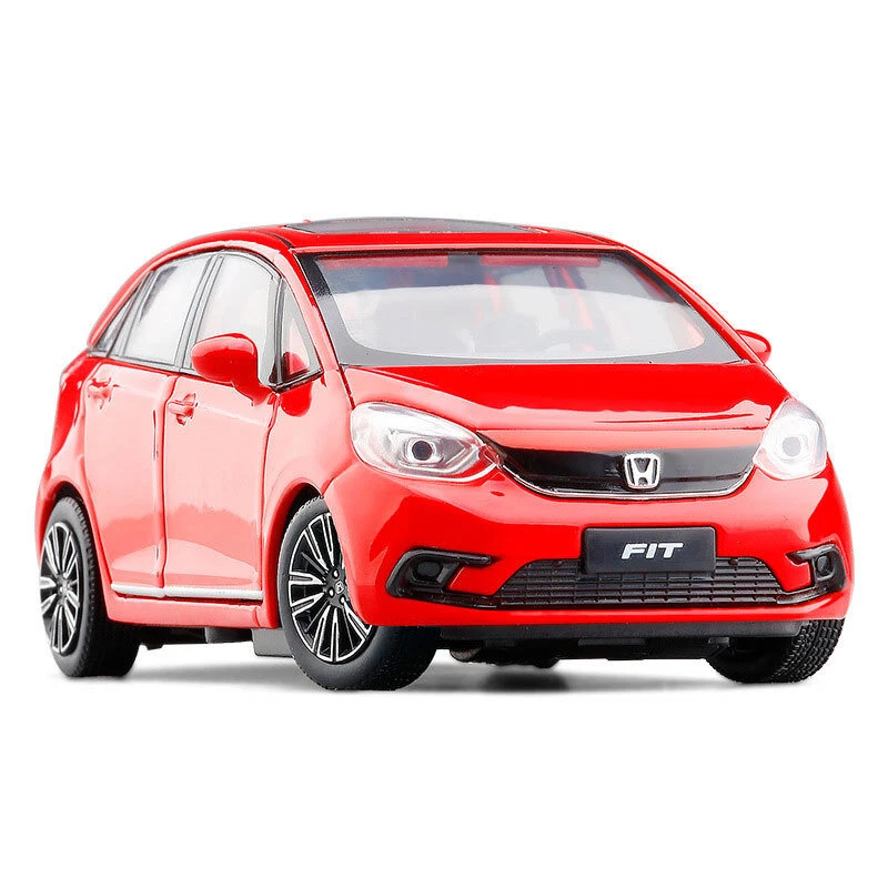 1/32 Scale Honda Fit Model Car Diecast Toy Cars Light Sound Doors Open Metal Red - Image 3 of 4