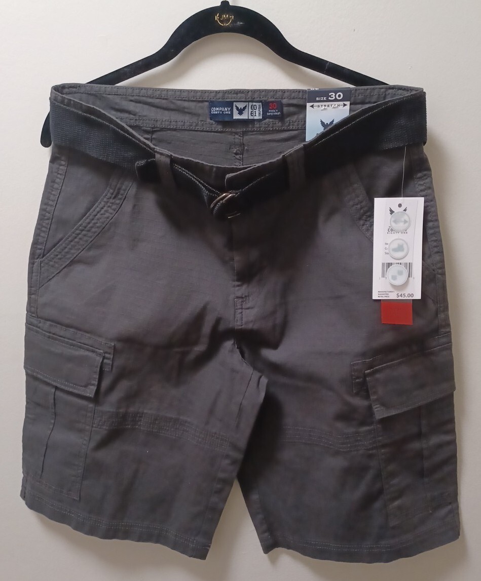 Mens Company Eighty One Cargo Shorts Gray size 30 New